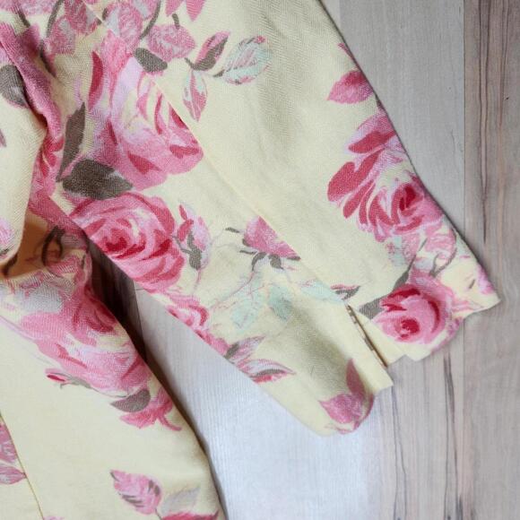 Emma James Floral Blazer Linen Blend 3/4 Sleeve Button Front Jacket 16 - Picture 5 of 7